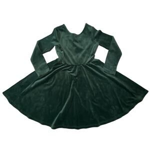 Tea Collection Girls Velour Skater Dress in Pine Needles Green Sz 8